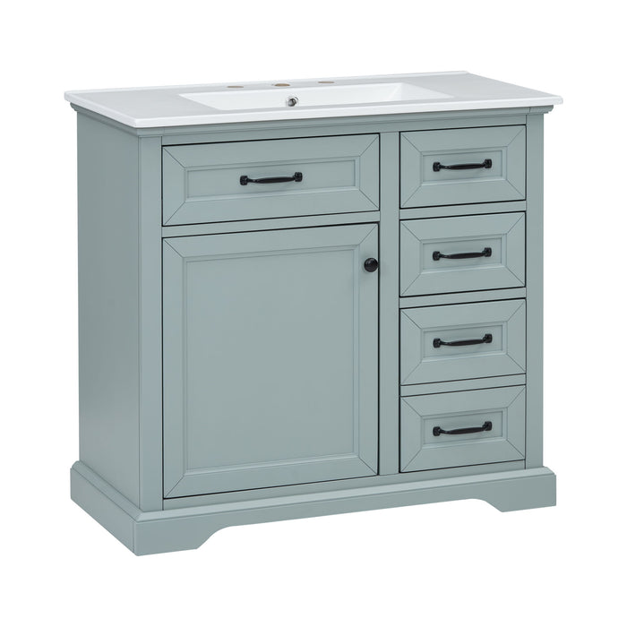 Bathroom Vanity With Sink, 2 Tip Out Drawers, Soft Close Hinges - Gray Noble House