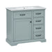Bathroom Vanity With Sink, 2 Tip Out Drawers, Soft Close Hinges - Gray Noble House