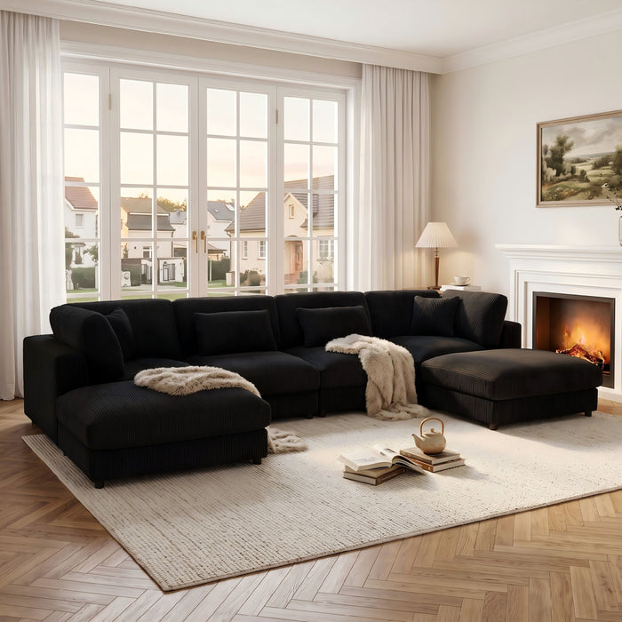 Upholstered Modular Sectional & Custom Configuration And Toss Pillows Home Essentials