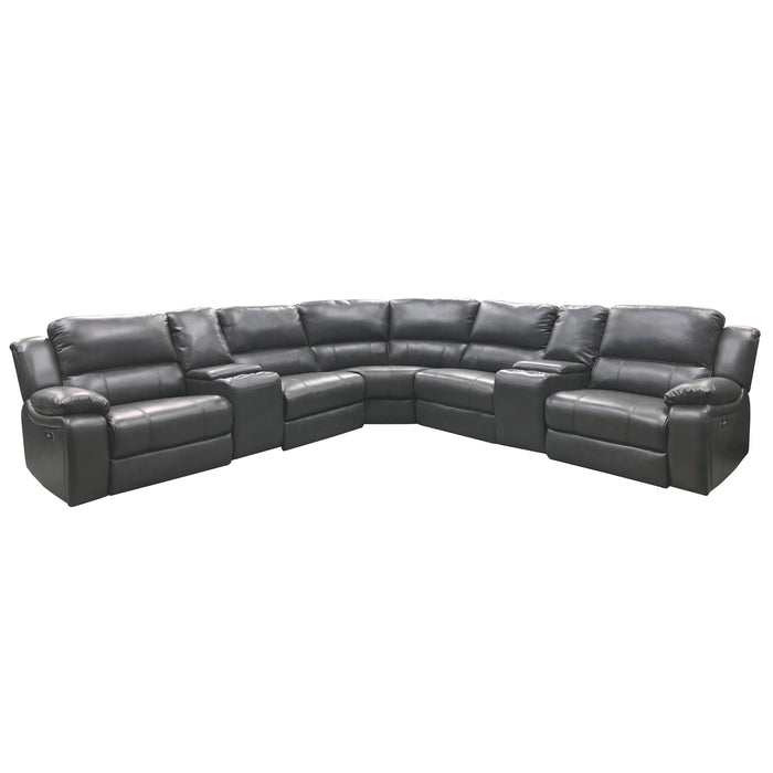 Power Reclining Sectional Sofa With 3 Adjustable Recliners, USB Ports & Cup Holders, Oversized Seating For Living Room - Black Home Essentials
