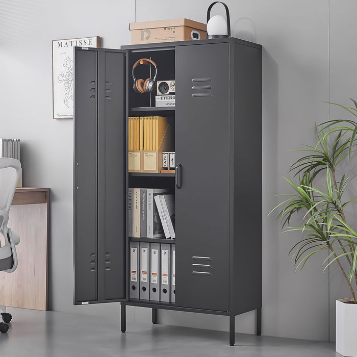 Modern Storage Cabinet With Adjustable Shelves, Magnetic Door Stopper Home Essentials