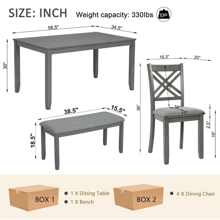 Kitchen Dining Set, Rectangular Dining Table & Upholstered Chairs Home Essentials