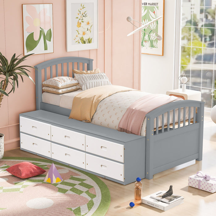 Platform Storage Bed Solid Wood Bed With 6 Drawers Hearth and Haven