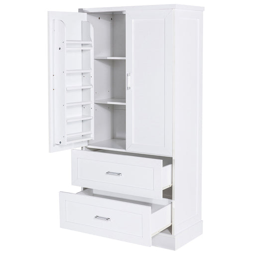Tall Bathroom Storage Cabinet With 2 Doors And Drawers, Adjustable Shelf Hearth and Haven