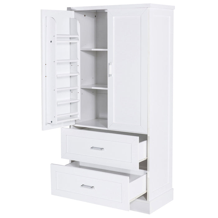 Tall Bathroom Storage Cabinet With 2 Doors And Drawers, Adjustable Shelf Hearth and Haven