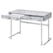 Tigress - Writing Desk - White Printed Faux Marble Top & Chrome ACME