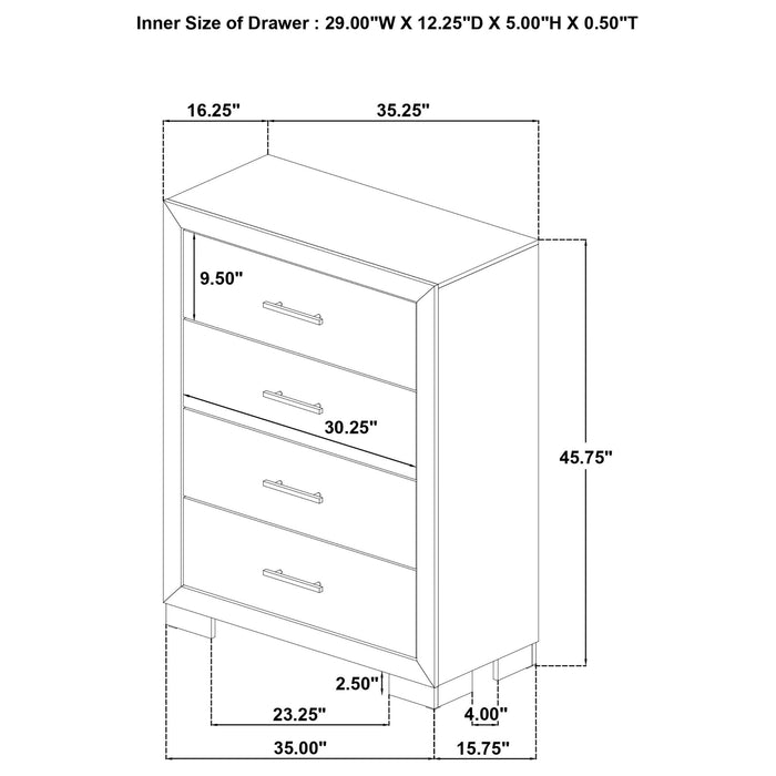 Merritt - 4 Drawer Bedroom Chest - Light Oak Furniture Max