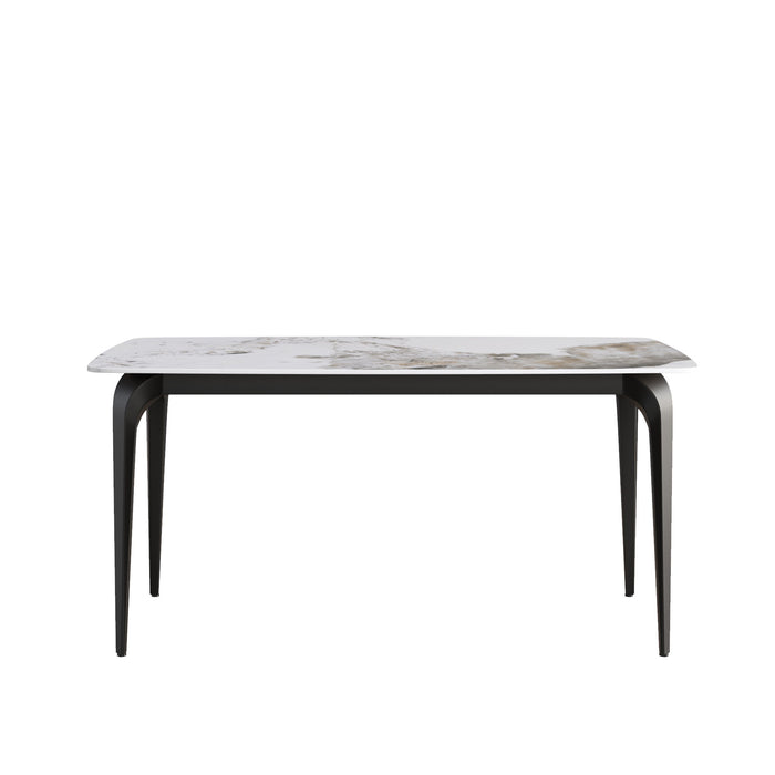 Modern Artificial Stone Pandora Curved Leg Dining Table 6 People - Antique White