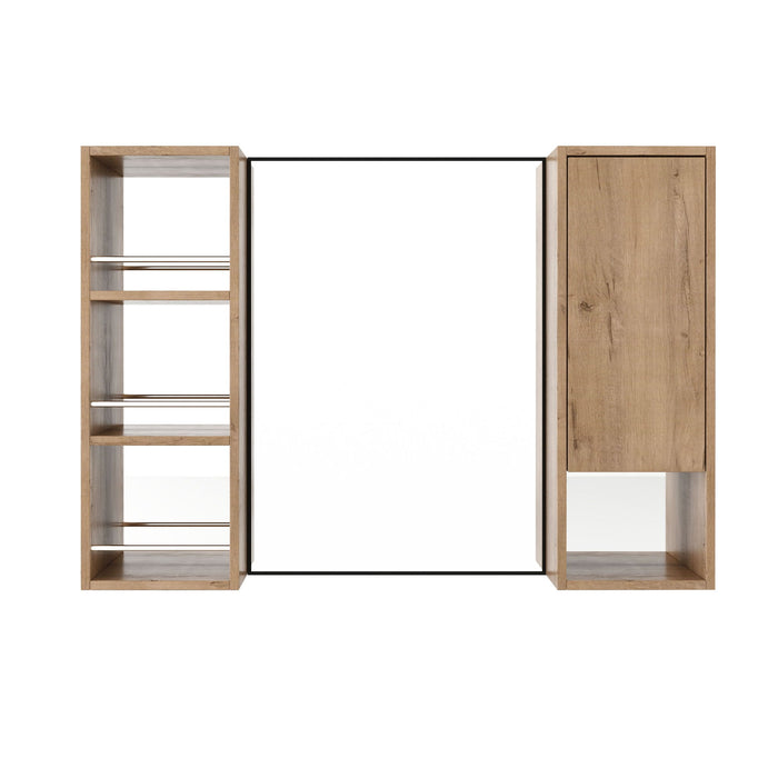 39.4" Wall Mounted Bathroom Cabinet With Storage And - Imitative Oak Home Essentials