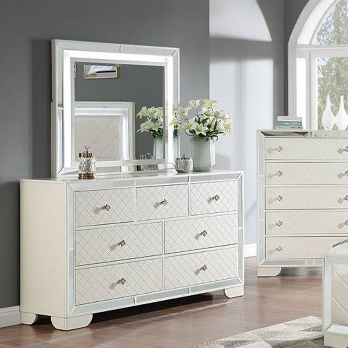 1 Piece Dresser With Diamond-Shaped Knob Handles, Bedroom Furniture - Cream Home Essentials