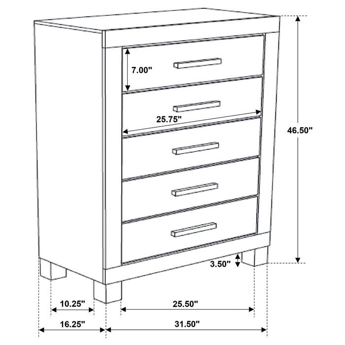 Bren - 5 Drawer Chest With Handles And Block Legs - Rustic Furniture Max