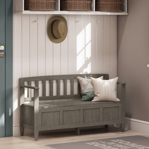 Brooklyn - Entryway Storage Bench - Farmhouse Gray Simpli-Home
