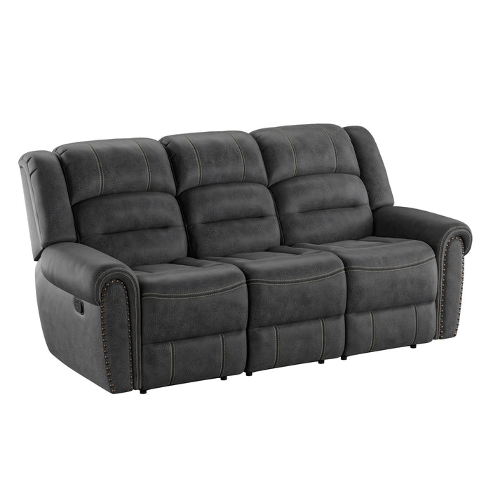 Reclining Sofa - Gray - Faux Leather Emerald Home