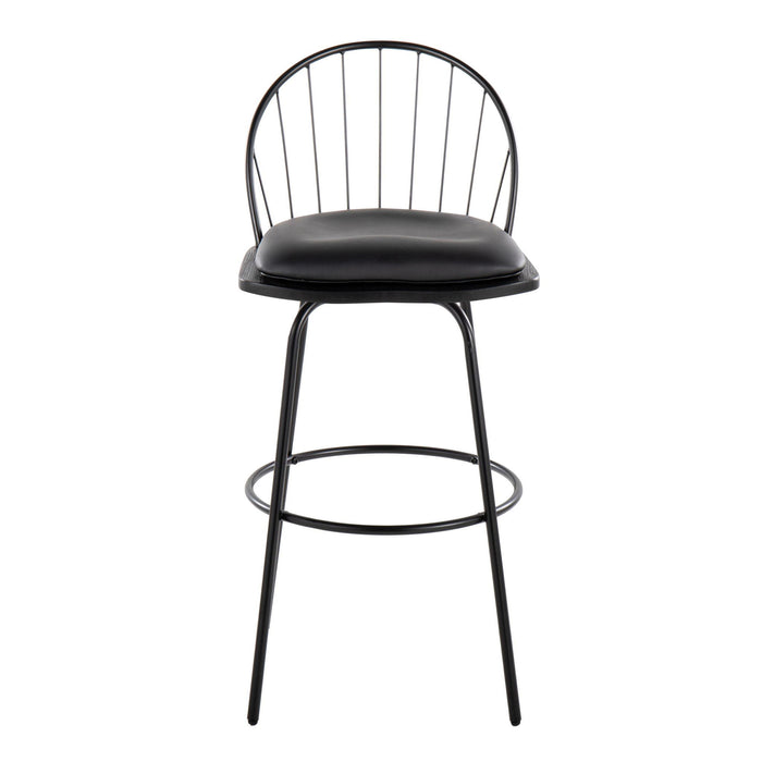Riley - Claire Farmhouse Fixed Height Barstool With Swivel With Round Footrest (Set of 2) Lumi Source