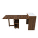 Extendable Dining Table With Power Socket, Lockable Casters, Storage Cabinet Home Essentials