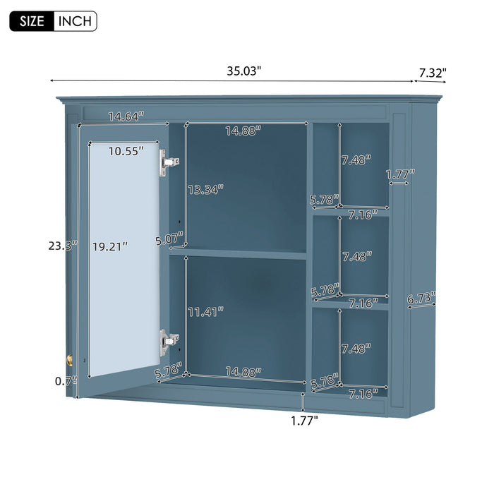 Wall Mounted Medicine Cabinet With Mirror, Storage Cabinet Featuring 6 Open Shelves And Adjustable Interior Hearth and Haven