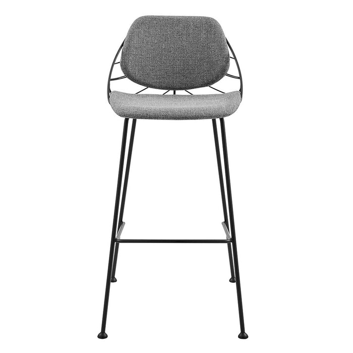 Steel Low Back Bar Height Bar Chairs (Set of 2) - Light Gray / Black