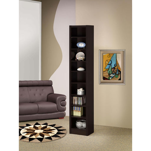 Rectangular Bookcase Tall Slim Storage With 9 Shelves - Brown Furniture Max
