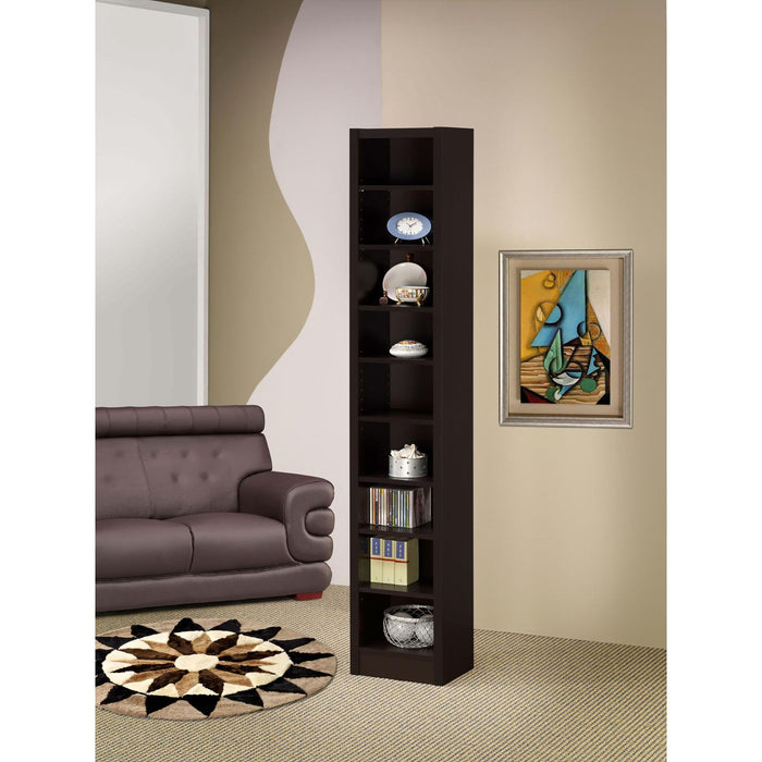 Rectangular Bookcase Tall Slim Storage With 9 Shelves - Brown Furniture Max