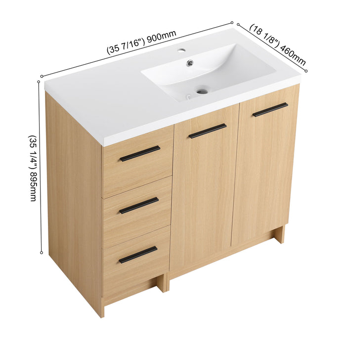 Wall Mounted Floating Bathroom Vanity With Sink, Door & Drawers Modular Cabinet Home Essentials