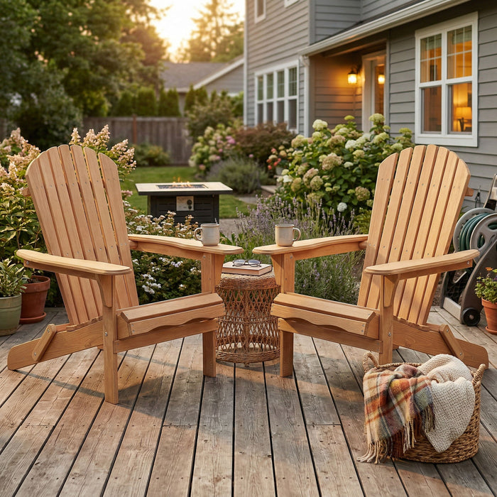 Lounge Patio Chair For Garden Outdoor Wooden Folding Adirondack Chair (Set of 2) Solid Cedar Wood Lounge Patio Chair For Garden
