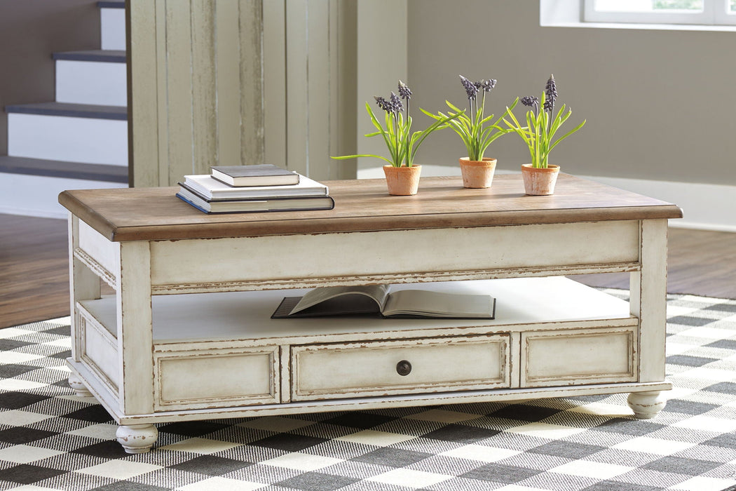 Realyn - Lift Top Cocktail Table - White / Brown Signature Design by Ashley®