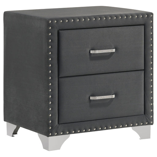 Upholstered 2 Drawer Nightstand With Accents Furniture Max