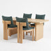 5 Piece Indoor Dining Set With Fluted Table Upholstered Chairs - Green / Natural Noble House
