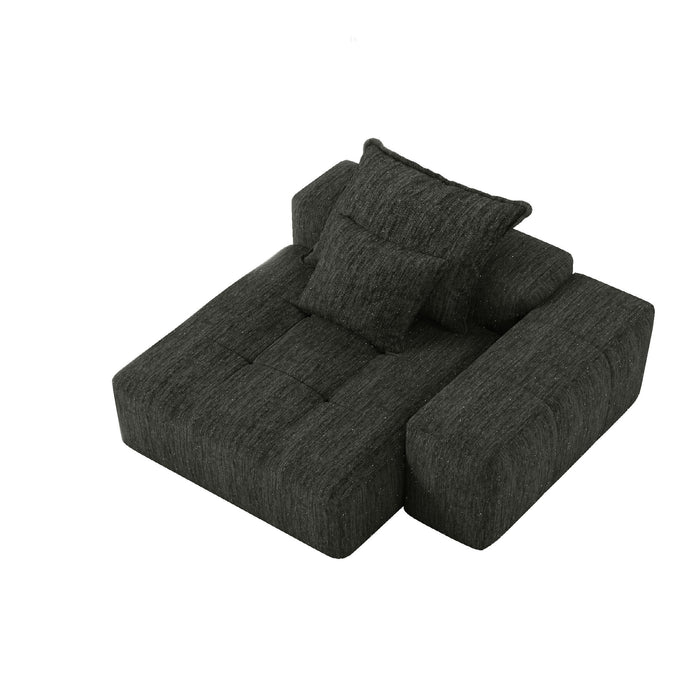 Modern Oversized Modular Sectional Sofa, Sparkling Chenille Fabric Soft Cushion Sofa With 2 Pillows