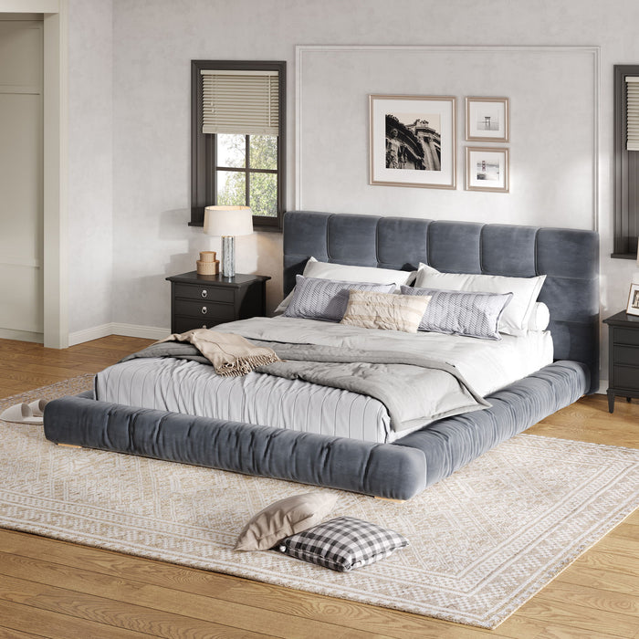 Upholstered Platform Bed Frame With Tufted Headboard Dreamland
