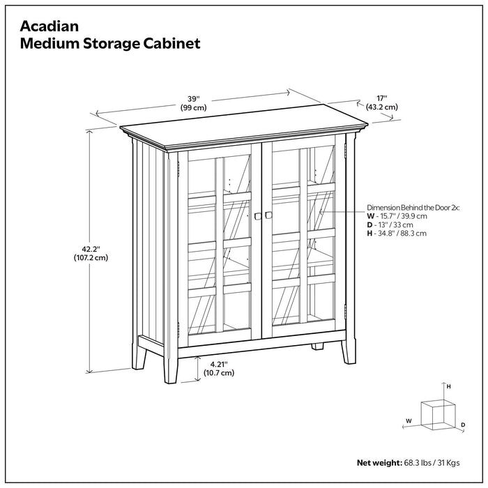 Acadian - Medium Storage Cabinet, Handcrafted Simpli-Home