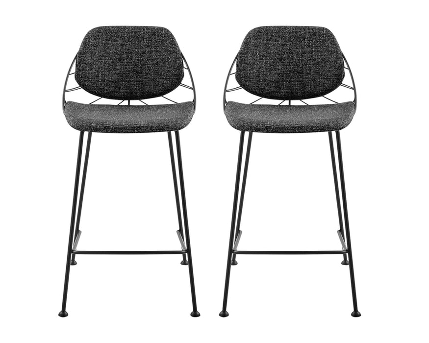 Steel Low Back Counter Height Bar Chairs (Set of 2) - Black