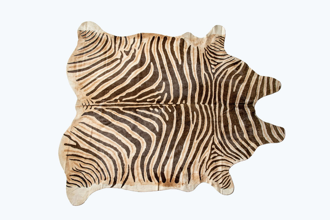 6' x 7' Cowhide Handmade Area Rug - Zebra Chocolate And Natural