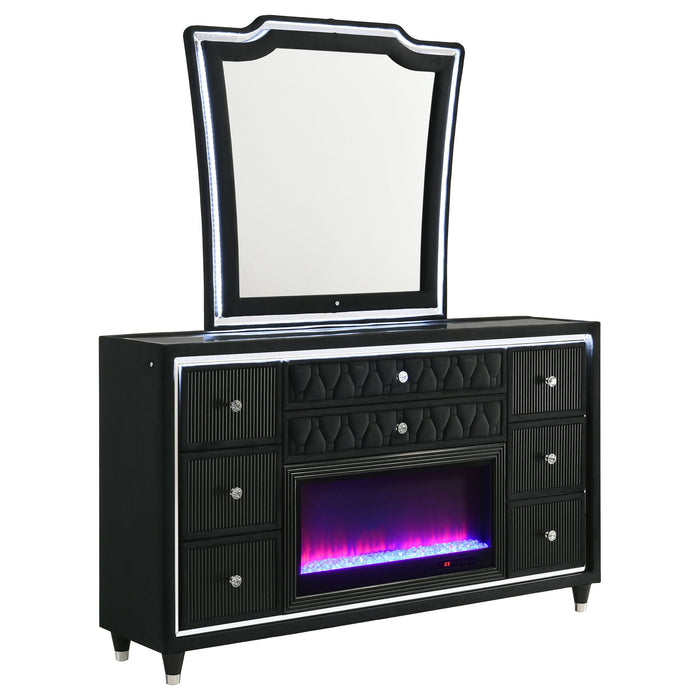 Mika - 8 Drawer LED Dresser And Mirror Set - Black Furniture Max