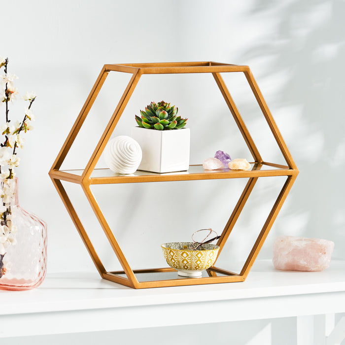 Hexagonal Shelf - Antique Gold