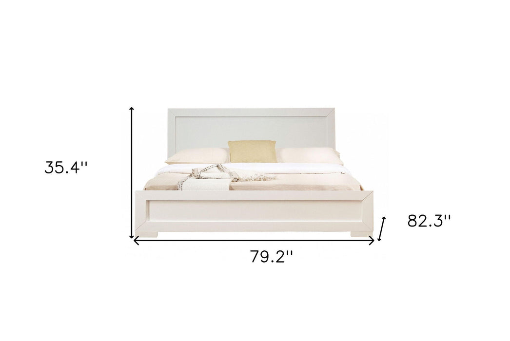 King Platform Bed - White Wood