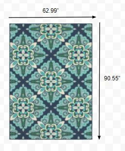 5' X 8' Indoor & Outdoor Area Rug - Blue