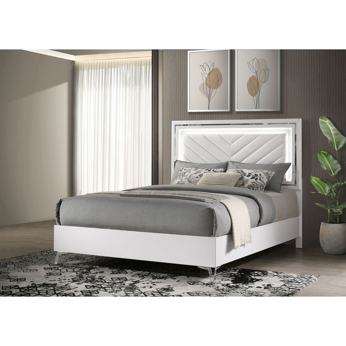 Buckley - Panel Bed With LED Trim Furniture Max