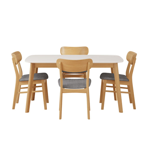 5 Piece Dining Set With Table And Upholstered Chairs Noble House