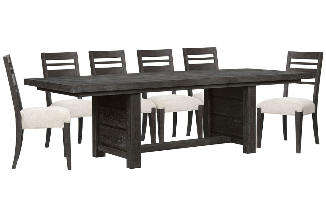 Plum Creek - 7 Piece Extendable Trestle Dining Table Set Magnussen Furniture