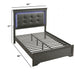 Bed With Square Button Tufting And LED Lights Home Essentials