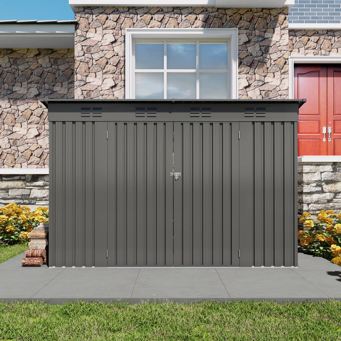 Outdoor Storage Shed, Tool House With Sloping Roof, 6 Vents And 2 Swing Doors For Backyard - Gray Daily Nest