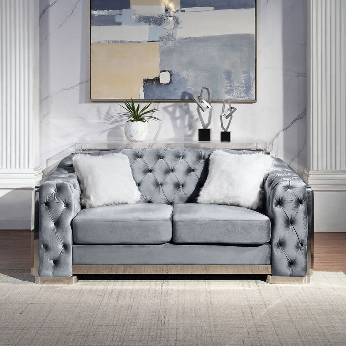 2 Seater Loveseat Sofa With Button Tufted Diamond Grid & 2 Pillows For Living Room Home Essentials