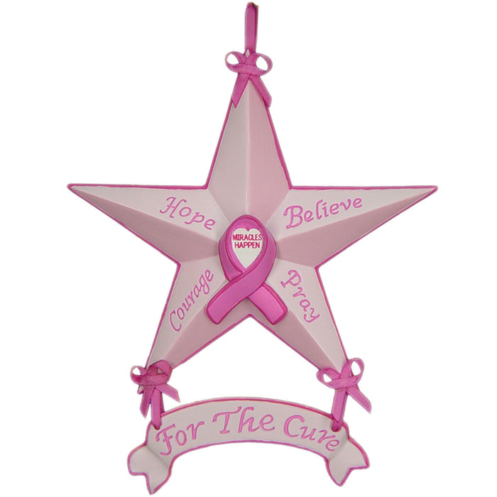 Star Shaped Breast Cancer Awareness Christmas Ornaments (Set of 6)