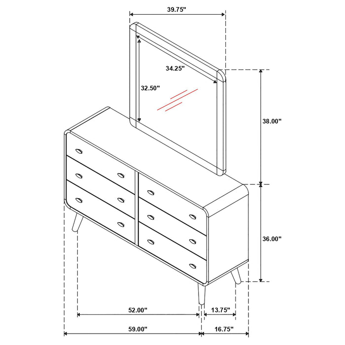 Winston - 6 Drawer Dresser With Mirror Furniture Max