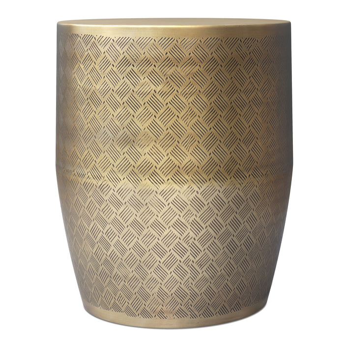 Johnsen - Cross Hatch Pattern Accent Table - Antique Gold Simpli-Home