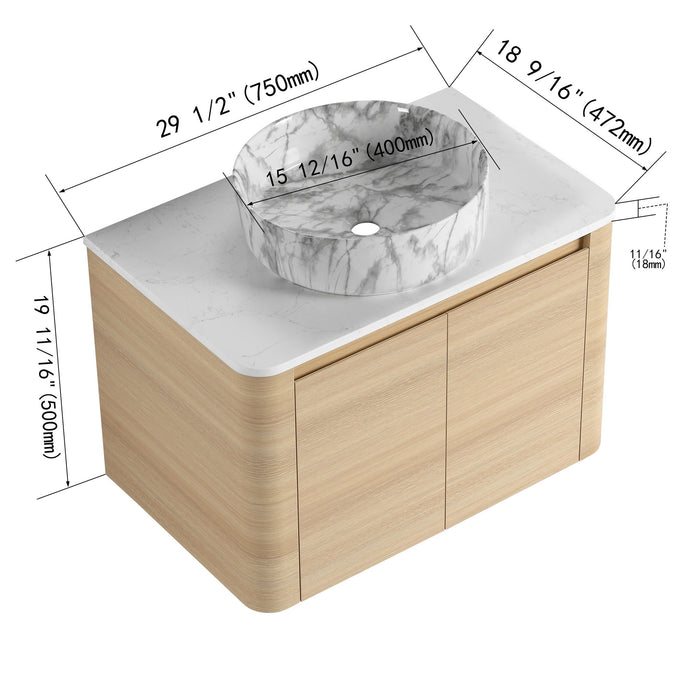 Mounted Bathroom Vanity & Art Sink & 2 Soft Close Doors Home Essentials