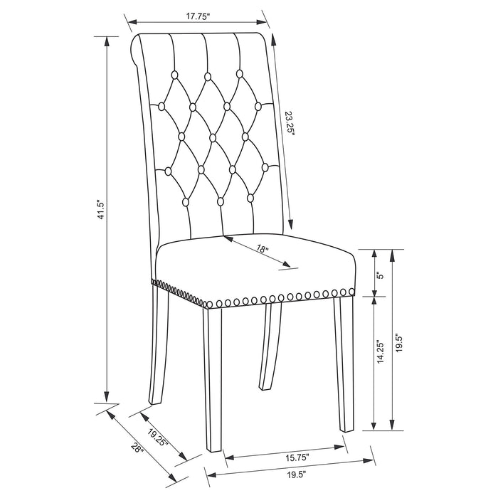 Tufted Rolled Backrest Side Chairs (Set of 2) Furniture Max