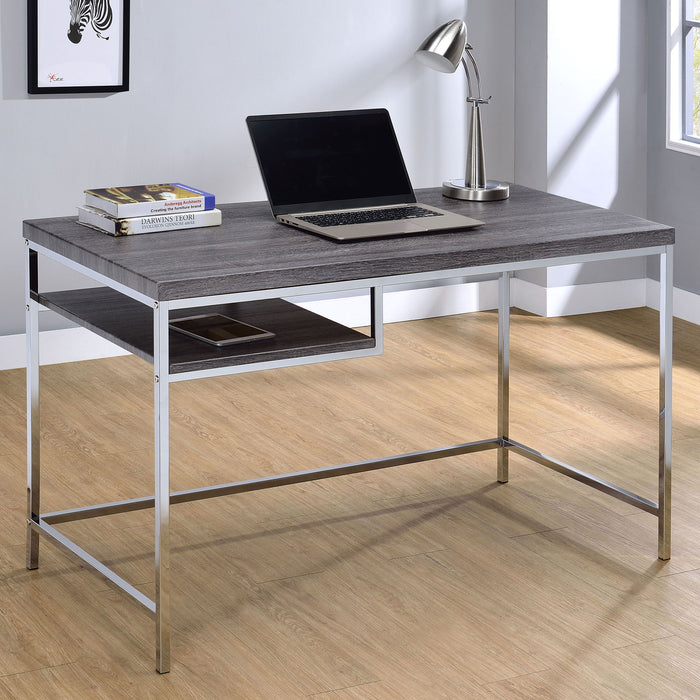 Rectangular Writing Desk, Compact Size For Home Office - Gray Furniture Max