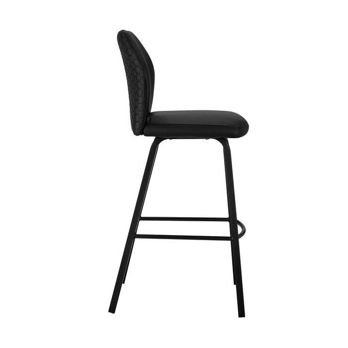 Faux Leather And Iron Counter Height Bar Chair 38" - Black